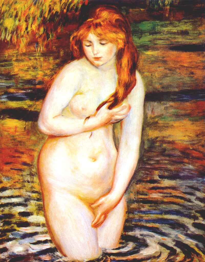 The Bather (After the Bath) - Pierre-Auguste Renoir painting on canvas